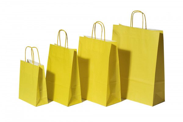 Paper Carry Bags Yellow 180+80x220mm