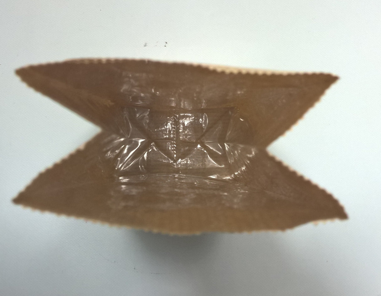 Block Bottom Bags Kraft Brown 105x65x275mm 70 g/m2 lined with 30my OPP Foil and clear Window | 500 grams - 100 pieces