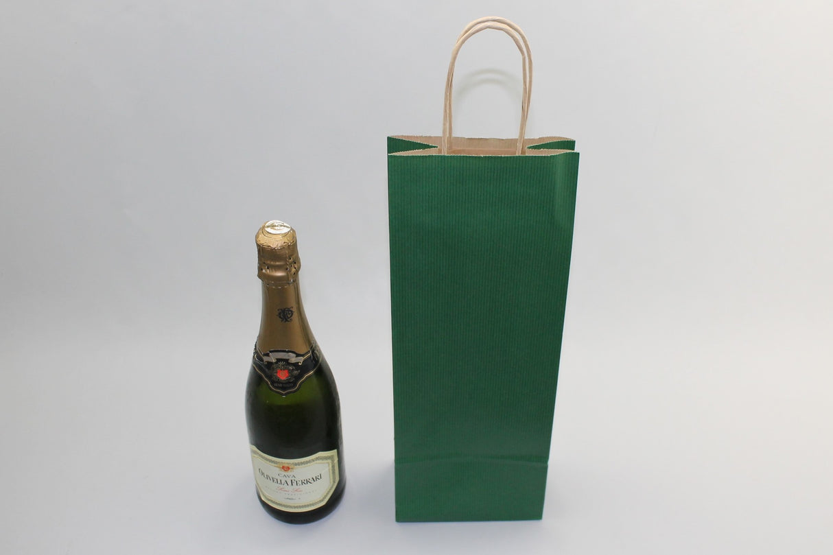 Paper Wine Gift Bags Dk Green 140x80x390mm