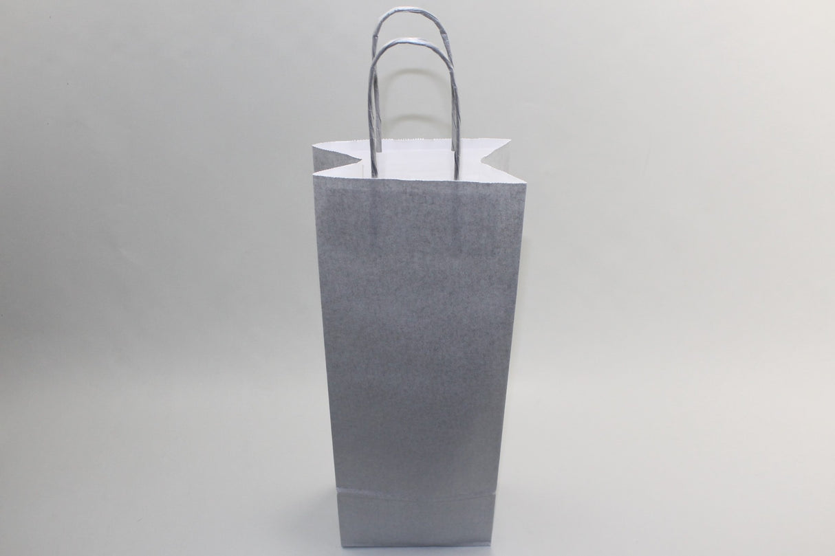 Paper Wine Gift Bags Silver 140x80x390mm - 50 pcs
