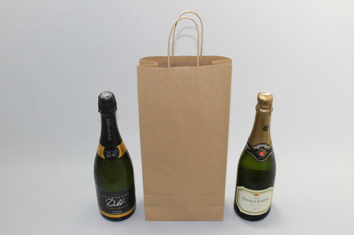 Paper Wine Gift Bags Kraft 180x80x390mm