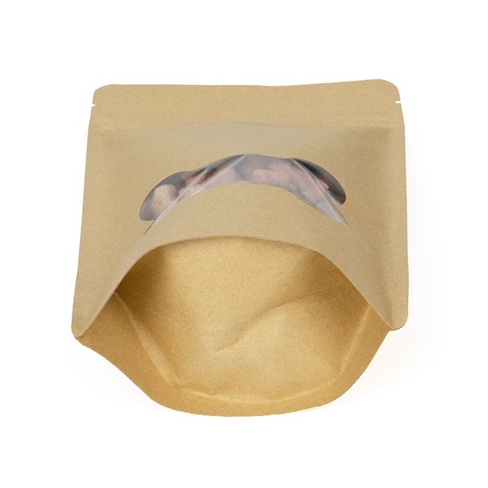 Stand Up Pouches Kraft bone window 130x79x206mm -25 Pieces