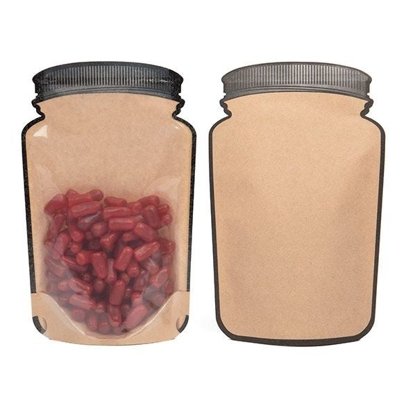 Stand Up Pouches Kraft Pot Shape With Clear Front 130x76x206mm - 100 pieces