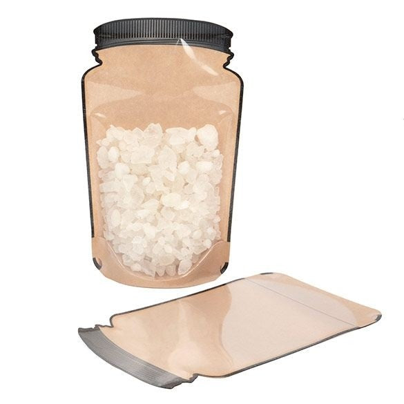 Stand Up Pouches Kraft Pot Shape With Clear Front 152x79x254mm