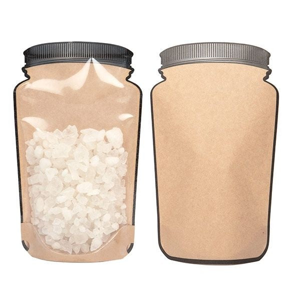 Stand Up Pouches Kraft Pot Shape With Clear Front 152x79x254mm - 100 pieces