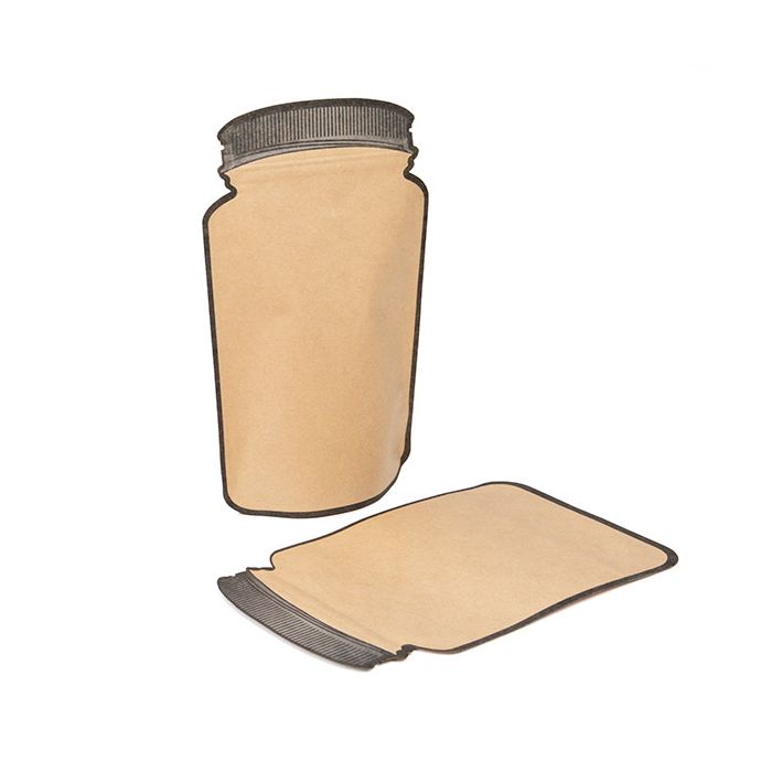 Mason Jar Shaped Pouch Kraft 130x76x206 mm - 100 pieces
