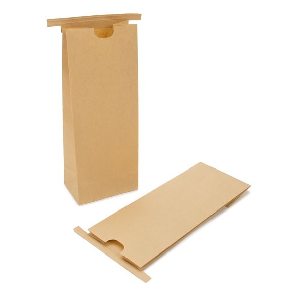 Block bottom Bags Tin Tie Closure Brown 108x64x267mm - 100 pcs