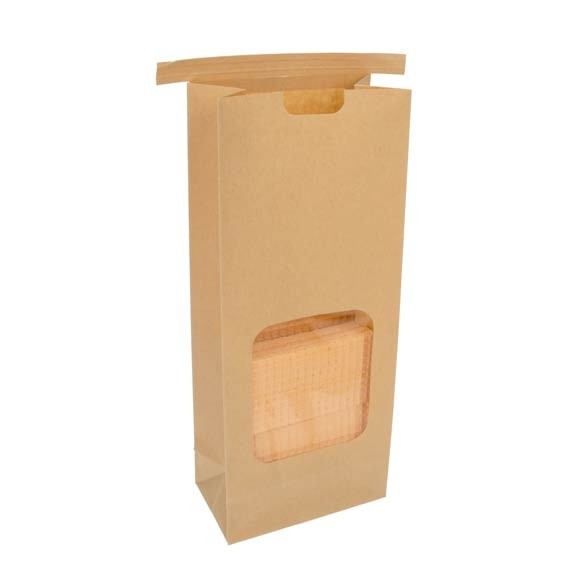 Block bottom Bags Tin Tie Closure Brown 108x64x267mm - 100 pcs