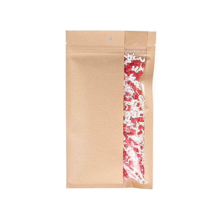 Grip Seal Bags Kraft With Vertical Window 127 x208 mm - 100 pieces