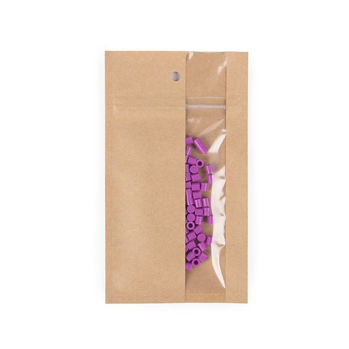 Grip Seal Bags Kraft With Vertical Window 76 x114 mm - 100 pieces