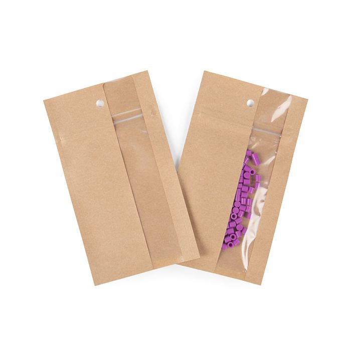 Grip Seal Bags Kraft With Vertical Window 76 x114 mm - 100 pieces