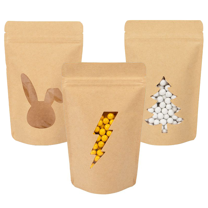 Stand Up Pouches Kraft With Tree Window 130x79x206 mm - 25 pieces