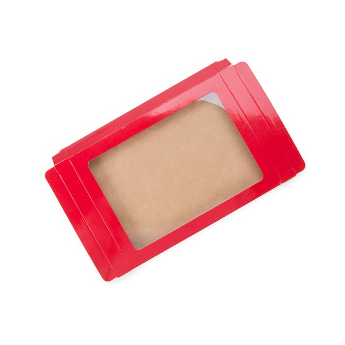 Kraft Gift Boxes with Window Red 125x15x168mm - 25 pieces