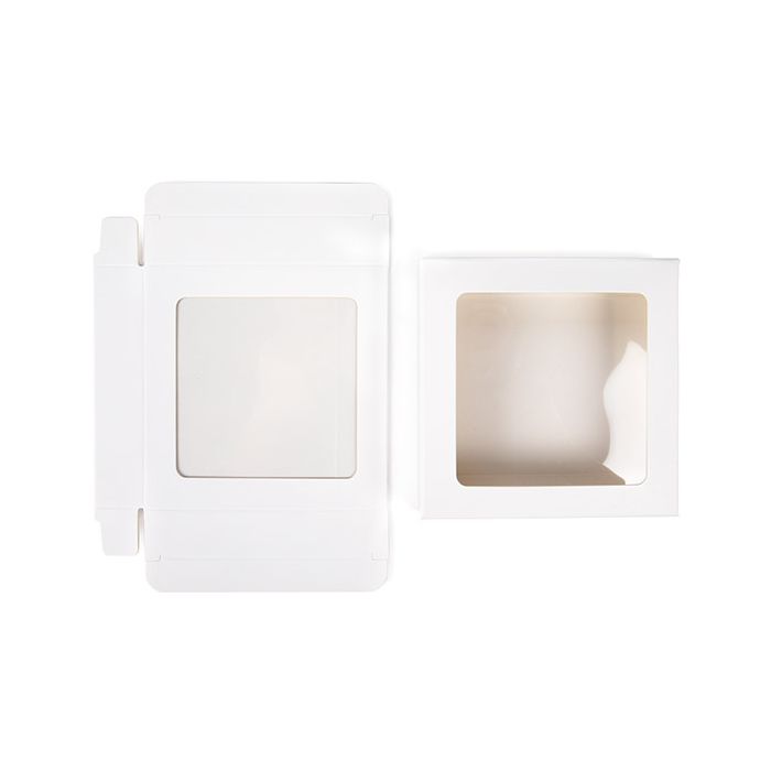 White Gift Boxes Window Box w/ attached window 105 x22x105 mm - 25 pieces