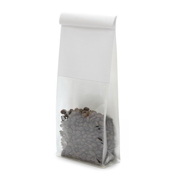 White Box Bottom Tin Tie Gusset Bag 8,9x6,4x25,4cm - 100 pcs