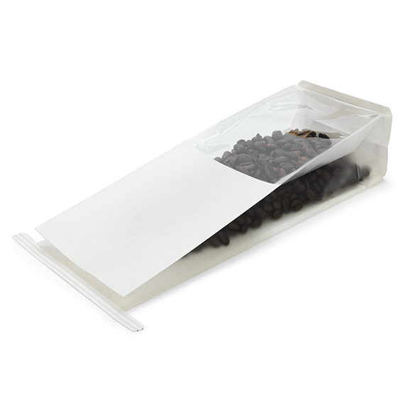 White Box Bottom Tin Tie Gusset Bag 8,9x6,4x25,4cm - 100 pcs