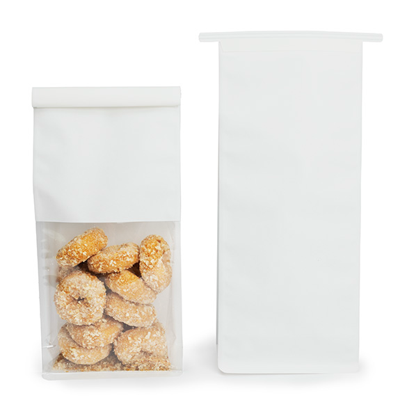 White Box Bottom Tin Tie Gusset Bag 12,7x7,6x30,5cm - 100 pcs