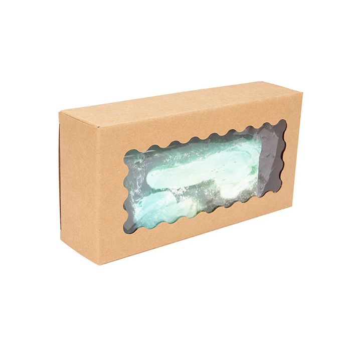 Kraft Boxes With Scalloped window 70x37x140 mm - 25 pieces