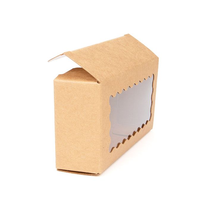 Kraft Boxes With Scalloped window 106x30x56 mm - 25 pieces