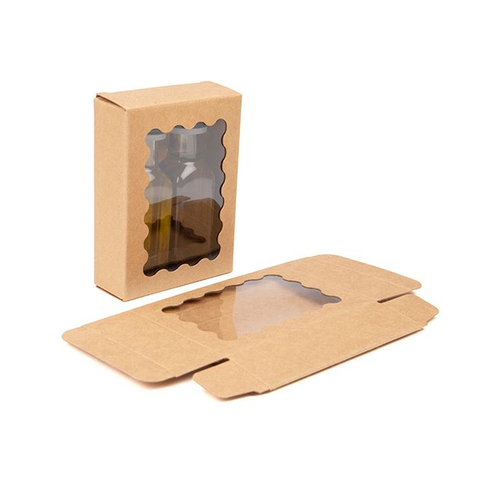 Kraft Boxes With Scalloped window 67x25x91 mm - 25 pieces
