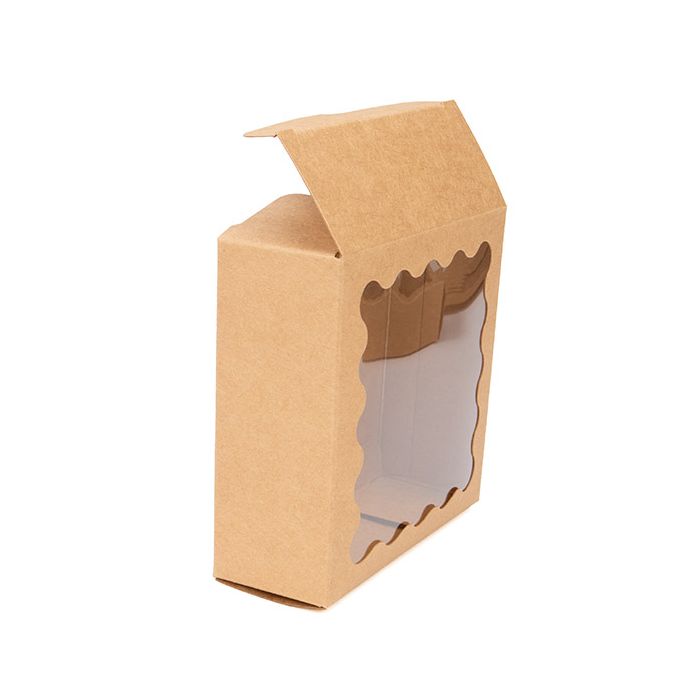 Kraft Boxes With Scalloped window 108x41x108 mm - 25 pieces