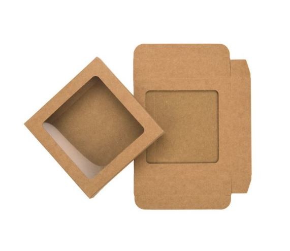 Kraft Gift Boxes with Window 105x22x105mm - 25 pieces