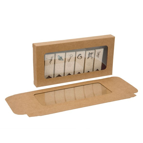 Kraft Gift Boxes with Window 70x14x138mm - 25 pieces