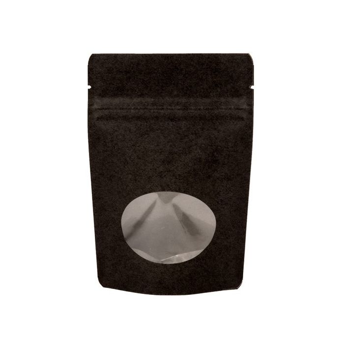 Stand Up Pouches Kraft Black with oval Window 102x60x152mm | 57 grams