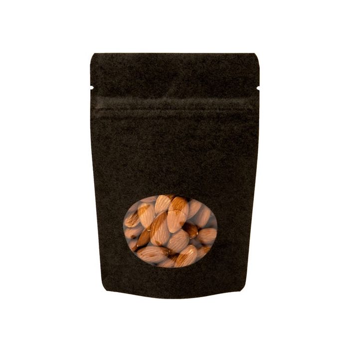 Stand Up Pouches Kraft Black with oval Window 170x90x285mm | 340 grams - 100 pieces