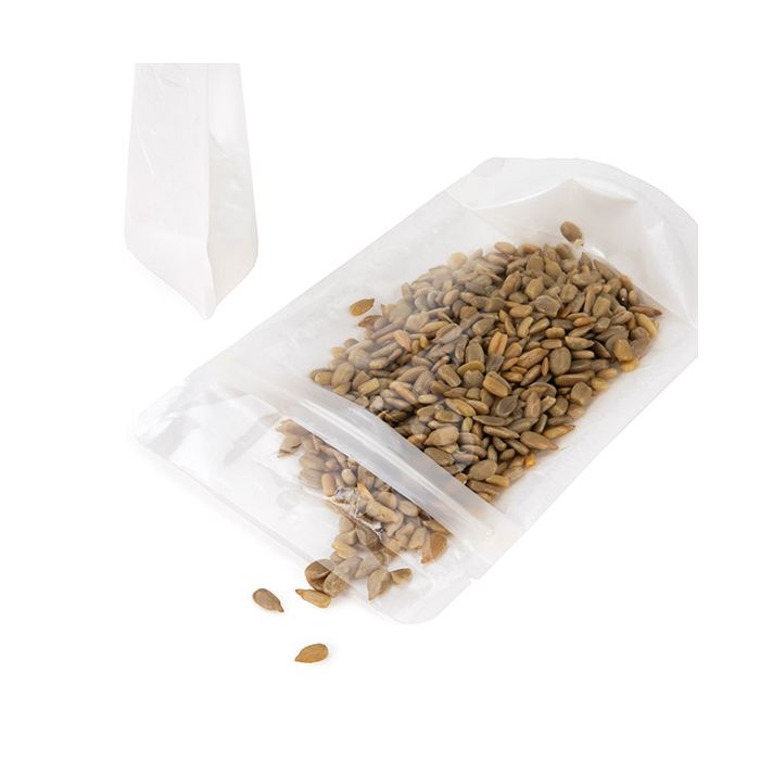 Eco Stand Up Pouches Rice Paper Transparent/White 102x60x152mm - 100 pcs