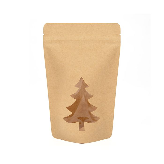 Stand Up Pouches Kraft With Tree Window 130x79x206 mm - 25 pieces