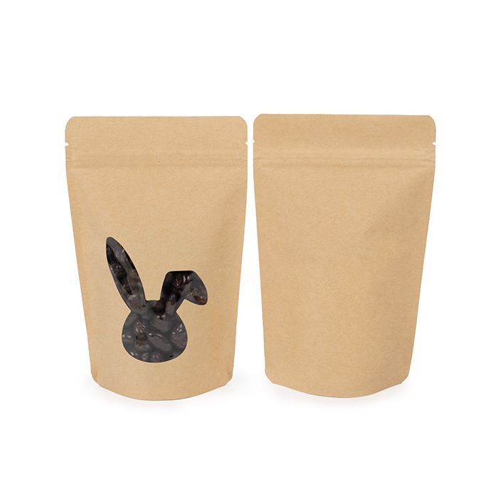 Stand Up Pouches Kraft With Rabbit Window 130x79x206mm - 25 pcs