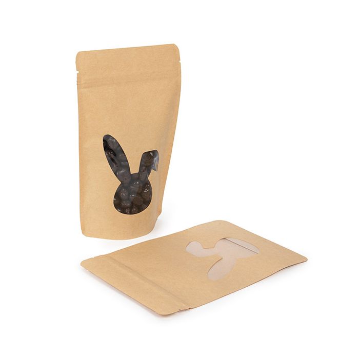 Stand Up Pouches Kraft With Rabbit Window 130x79x206mm