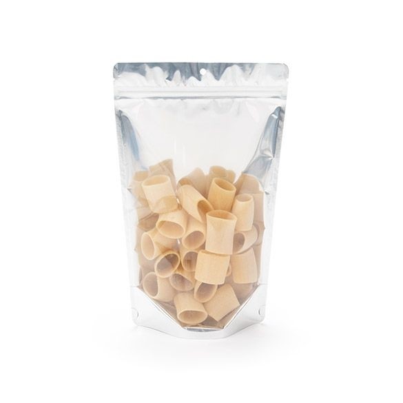 Stand Up Pouches Transparent/White 170x90x285 mm | 340 grams with hang hole - 100 pieces
