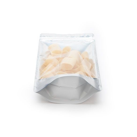 Stand Up Pouches Transparent/White 170x90x285 mm | 340 grams with hang hole - 100 pieces