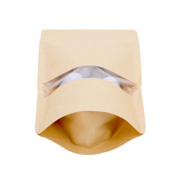 Stand Up Pouches Kraft 150x90x230mm with Window - 100 pieces