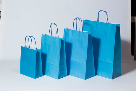 Paper Carry Bags Blue 320+120x410mm 