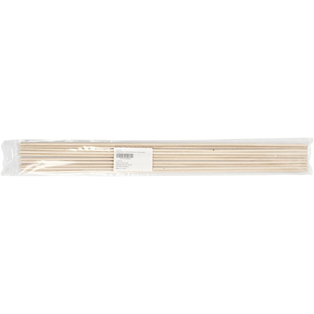 Stick, L: 60 cm, D: 6 mm, beech - 10 pcs