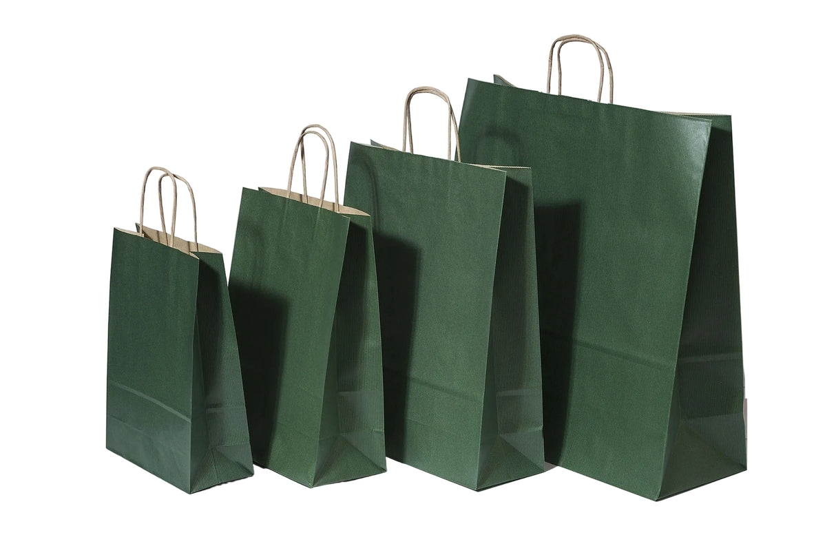 Paper Carry Bags Dk Green 260+120x350mm 