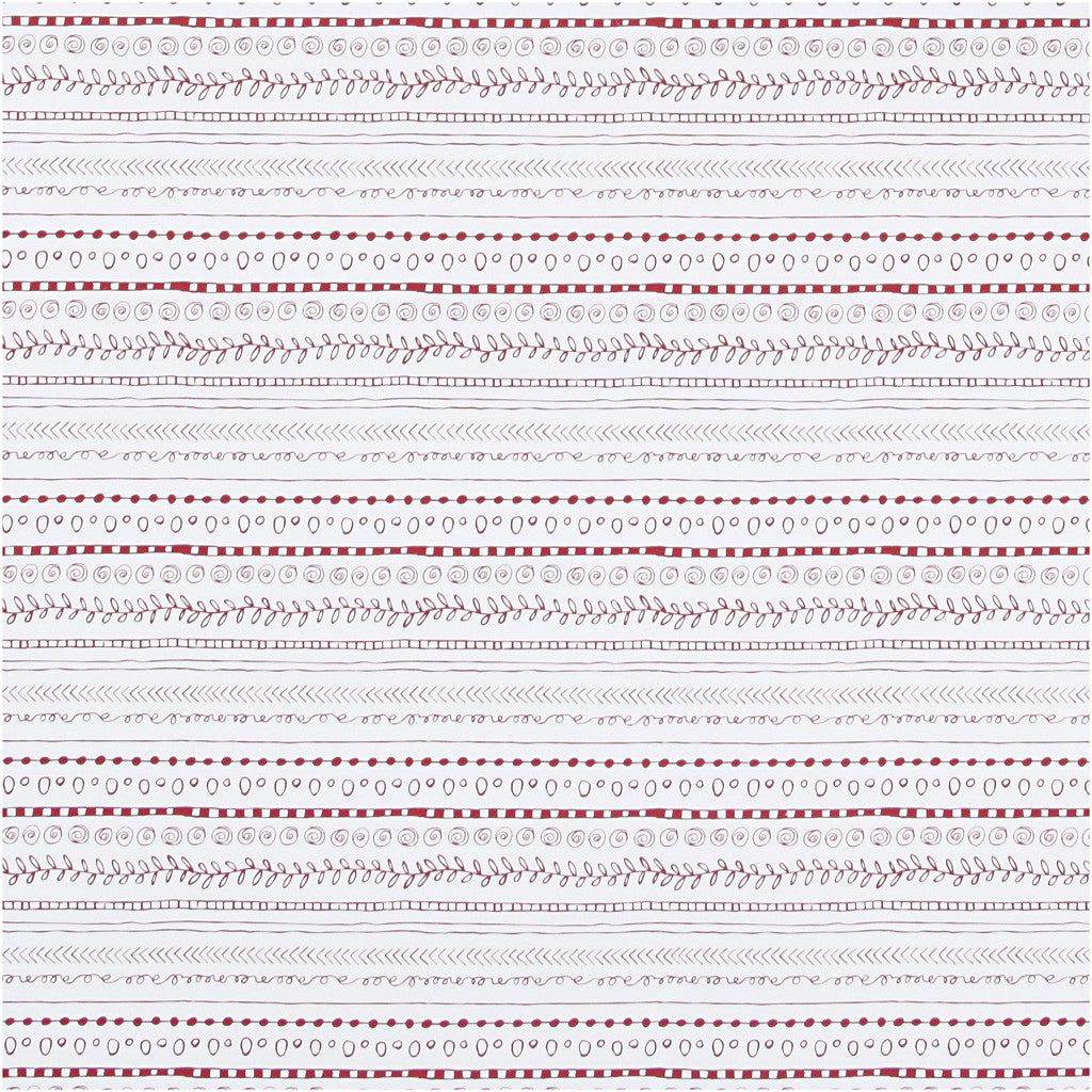 Gift wrap, red, white, doodles, W: 70 cm, 80 g, 4 m/ 1 roll [HOB-190440]
