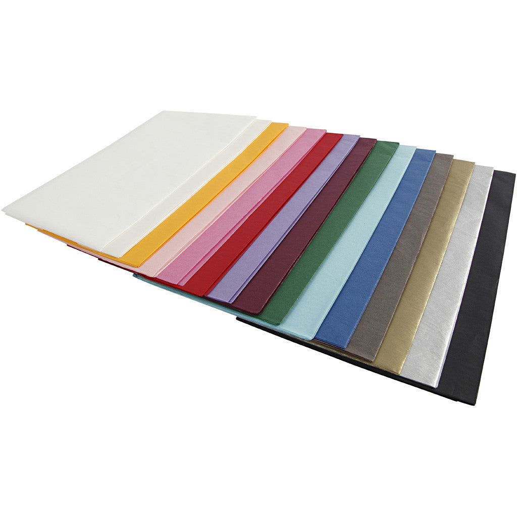 Tissue Paper, sheets 50x70 cm, 14 g, asstd colours - 30 sheets