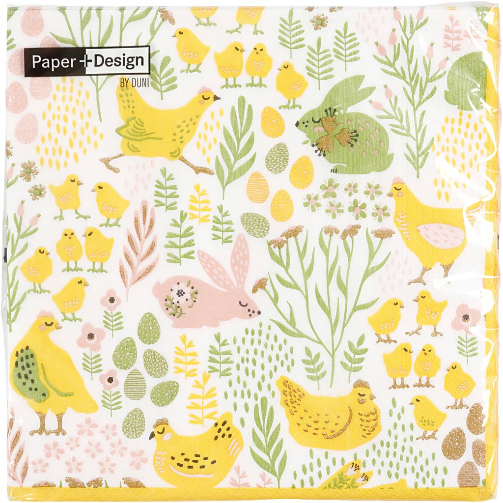 Table Napkins, Bunnies & chicks, size 33x33 cm - 20 pcs