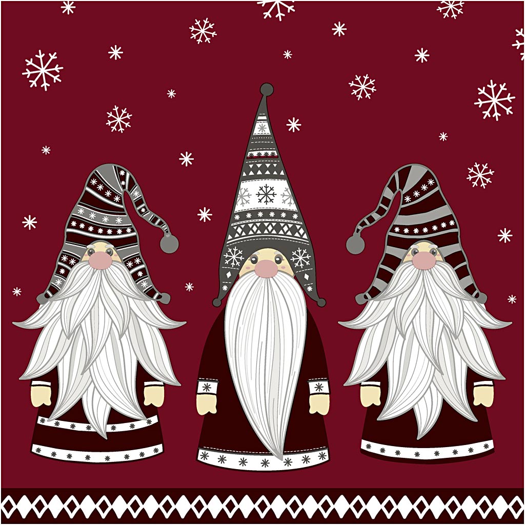 Table Napkins, Gnomes, size 33x33 cm 