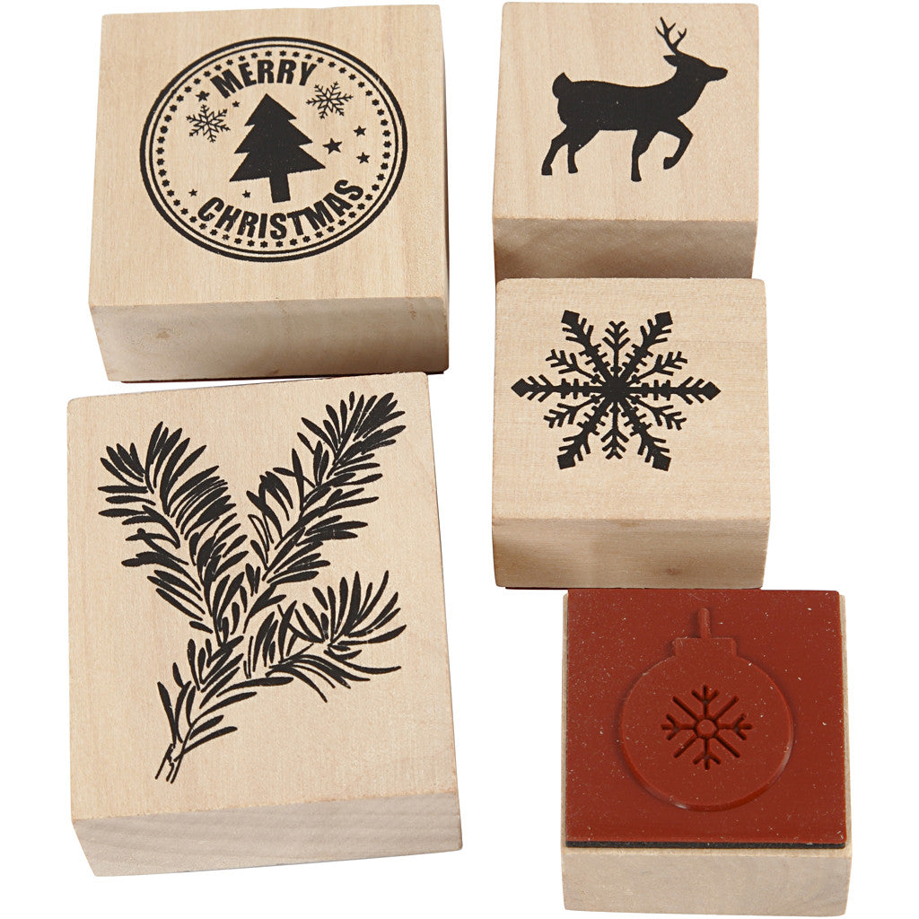 Stamp set, h: 26 mm, christmas - 5 pcs