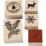 Stamp set, h: 26 mm, christmas - 5 pcs