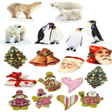 Wooden Stickers, H: 40-50 mm, W: 15-45 mm - 600 pcs