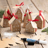 Die cut houses and trees, H: 5,7-10 cm cm - 1 Set