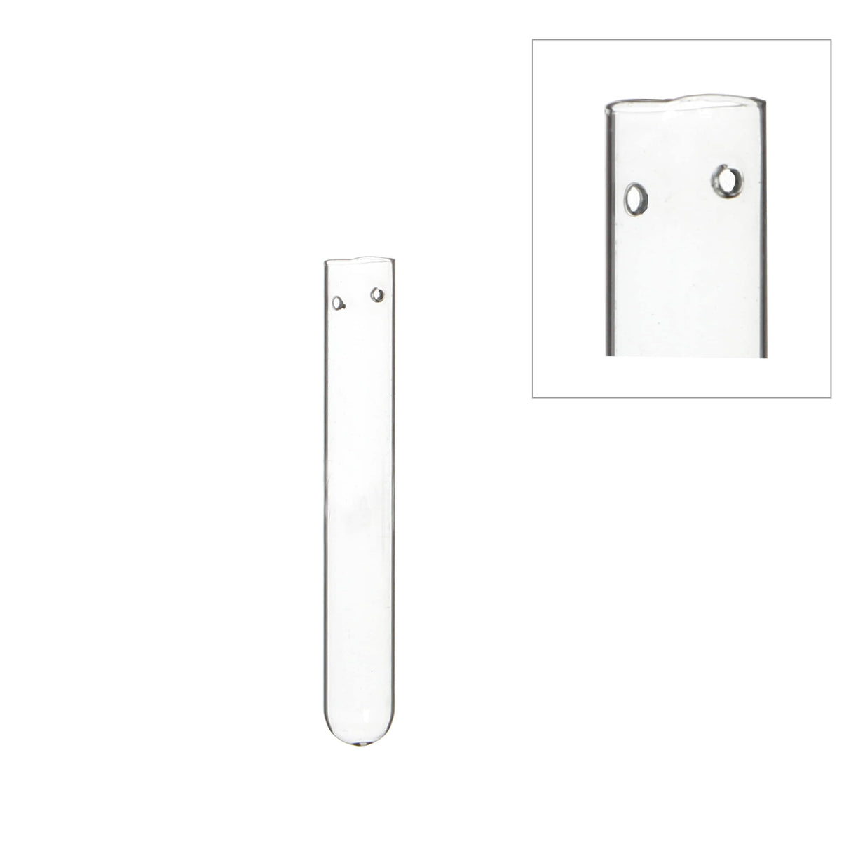 Glass Test tube 1.5cm diameter 15cm high, with 2 holes 