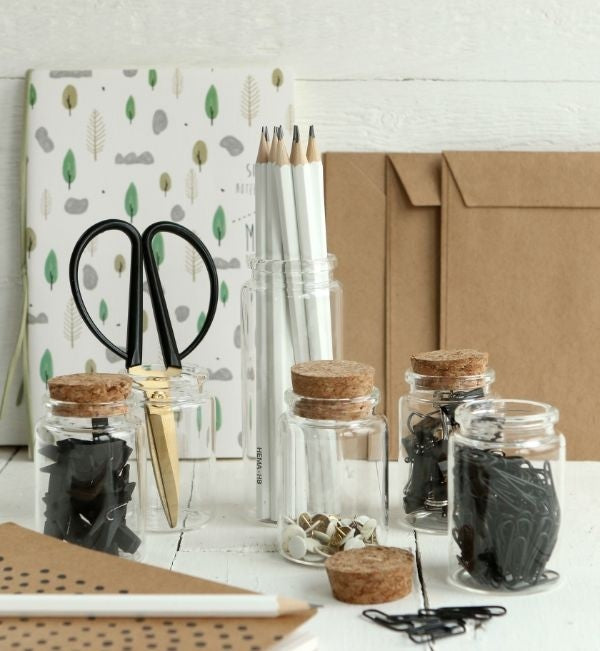 Glass Storage Cylinder White cork 45x125mm - 6 pcs