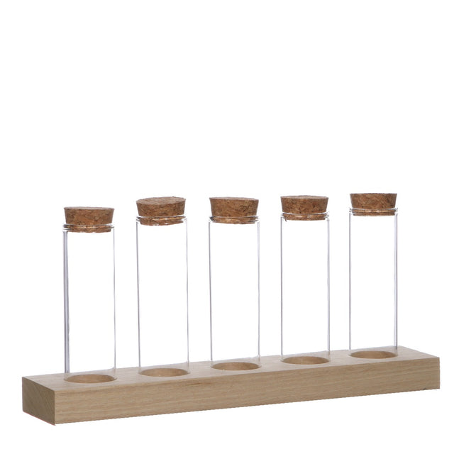Glass tubes Ø3cm 5 tubes on wooden board (6 sets) [IFS